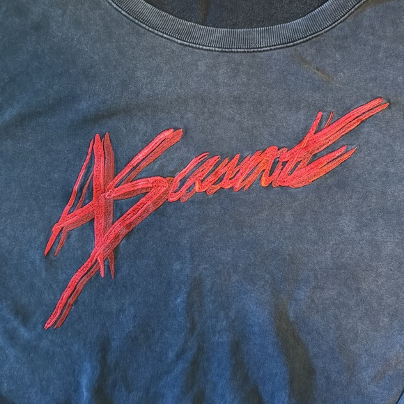 80s style short stonewash All Saints sweater sz M - Picture 2 of 7